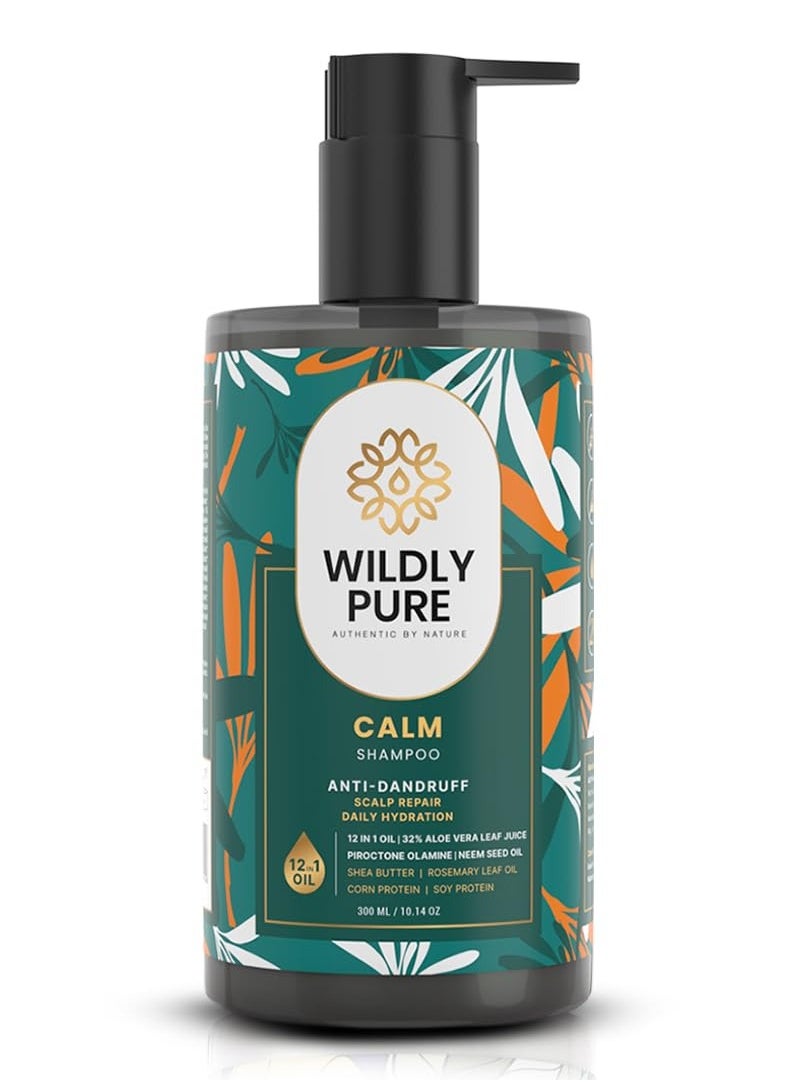 Natural Anti Dandruff Shampoo|Nasturtium, Piroctone Olamine, Niacinamide & Biotin| 72% Less In Dandruff In 3 Wash| Regulates Sebum, Chemical Free| 300Ml