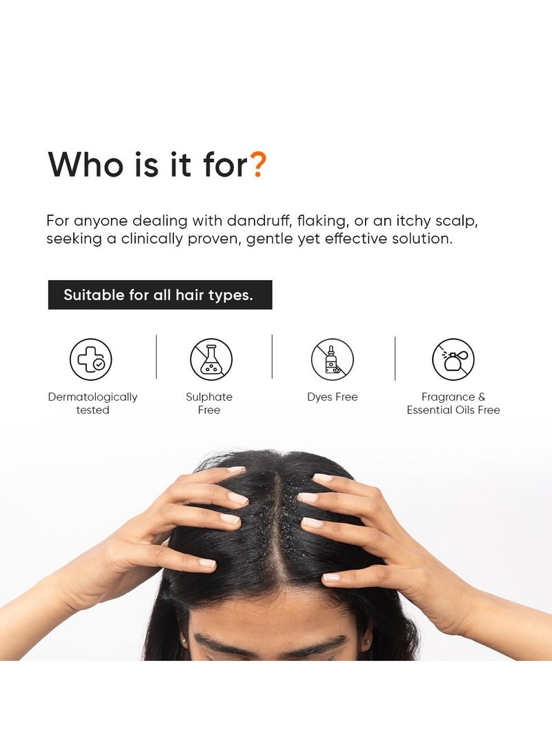 Anti-Dandruff Shampoo | With Salicylic Acid, Climbazole & Piroctone Olamine | Remove Flakes, Soothes Itchy Scalp & Reduces Dandruff | Sulphate-Free | Fragrance-Free| 200 ml