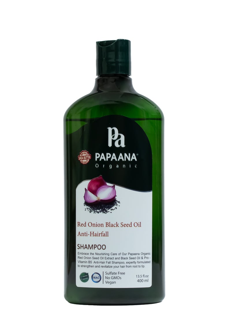 Red Onion & Black Seed Oil Anti-Hairfall Shampoo with Shea Butter – 400ml, Strengthens & Nourishes for Hair Growth