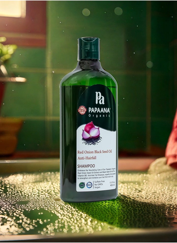 Red Onion & Black Seed Oil Anti-Hairfall Shampoo with Shea Butter – 400ml, Strengthens & Nourishes for Hair Growth