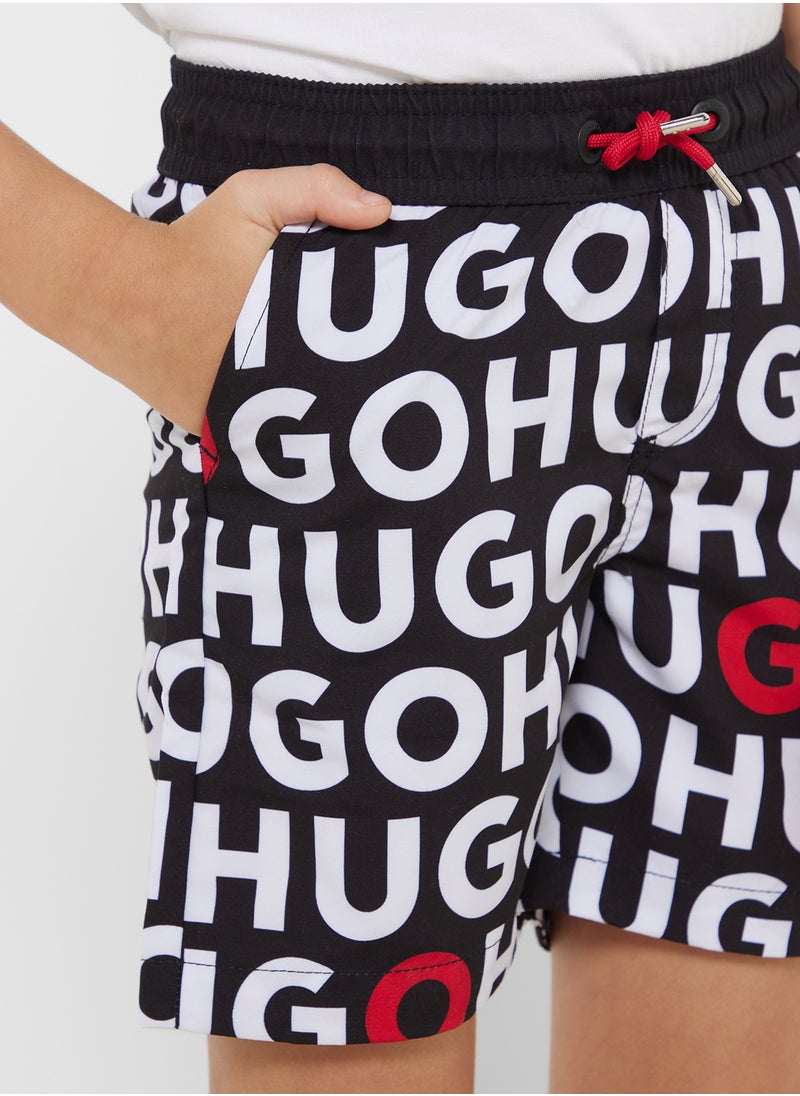 Kids Aop Logo Swim Shorts