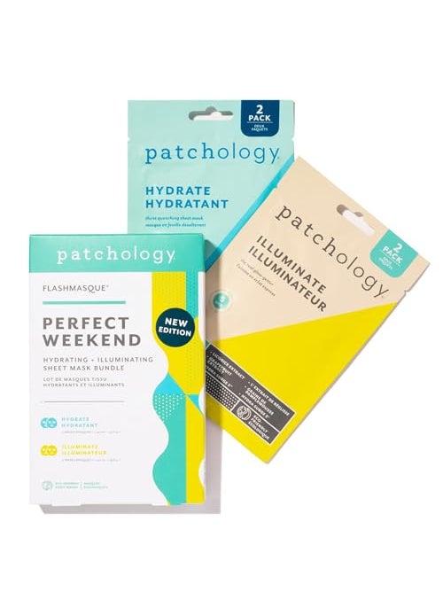 Patchology Hydrating Sheet Masks - Weekend Travel Skincare Essentials - Hyaluronic Acid Masks with Revitalizing Serum, Licorice Root Extract Skincare - Ultimate Hydration & Radiance (4 Masks)