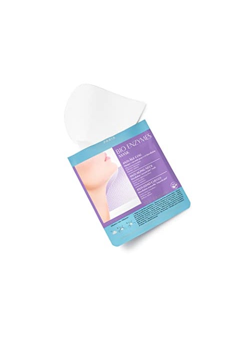 Talika Bio Enzymes Mask Neck - Smoothing Anti-Aging Neck Mask - Biocellulose Moisturising Neck Mask - Second Skin Effect Beauty Sheet Mask - 12g