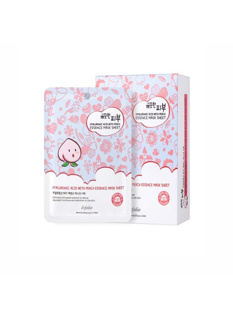 esfolio Pure Skin Face Sheet Mask - Hydrating Korean Face Mask for Dark Spots, Pore Care, Oil Control and Improves Skin with Moisturizing and Soothing (Peach)
