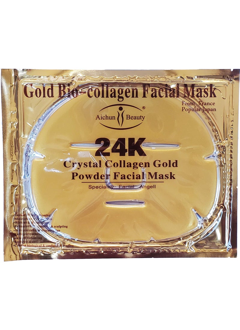 AICHUN BEAUTY 5PCS 24K Gold Gel Collagen Crystal Facial Masks Sheet Patch For Anti Aging Puffiness Anti Wrinkle Moisturizing Deep Tissue Rejuvenation and Hydrates Skin