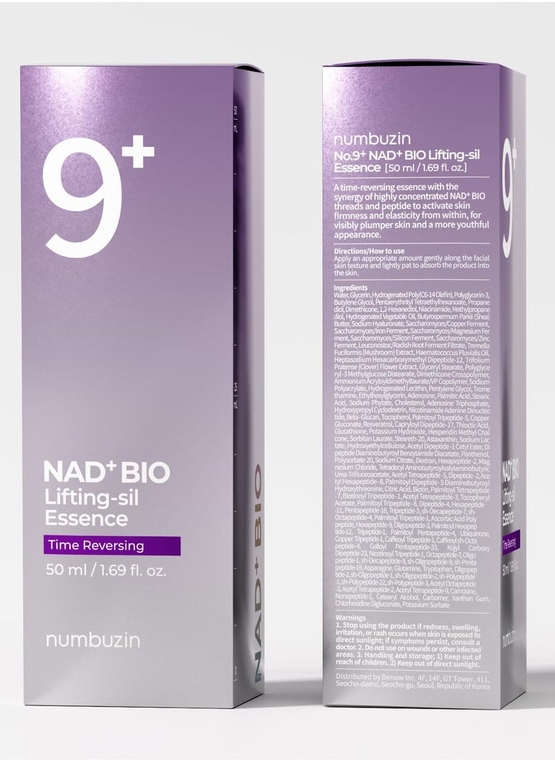 numbuzin No.9 Essence  NAD+ BIO Lifting-sil Essence  Lifting, Firming, Wrinkles, Fine Lines, Elasticity  Peptides, NAD+ Serum for Aging, Dull Skin 1.69 fl. oz.