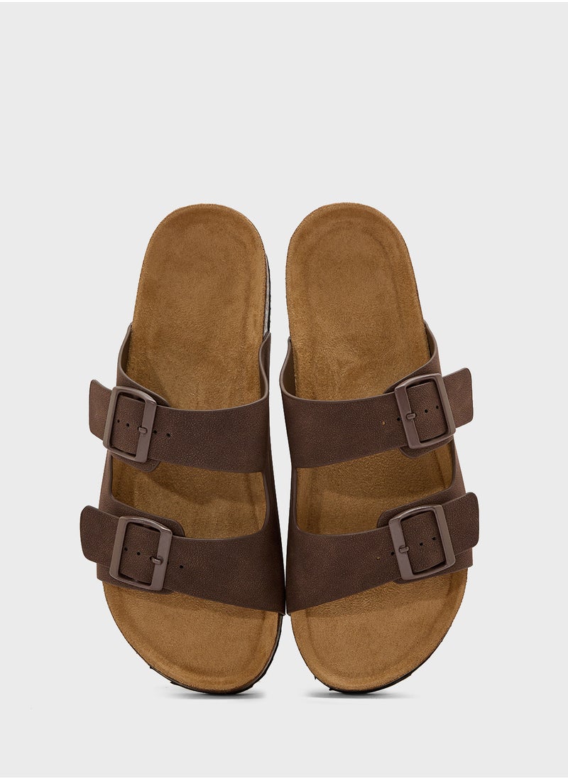 Comfy Footbed Double Strap Flat Sandal