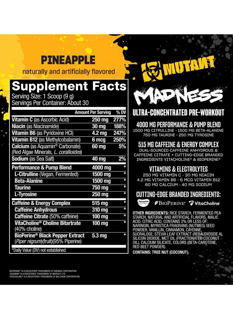 Mutant, Madness, Pre Workout, 270g, Pine Apple, 30 Servings