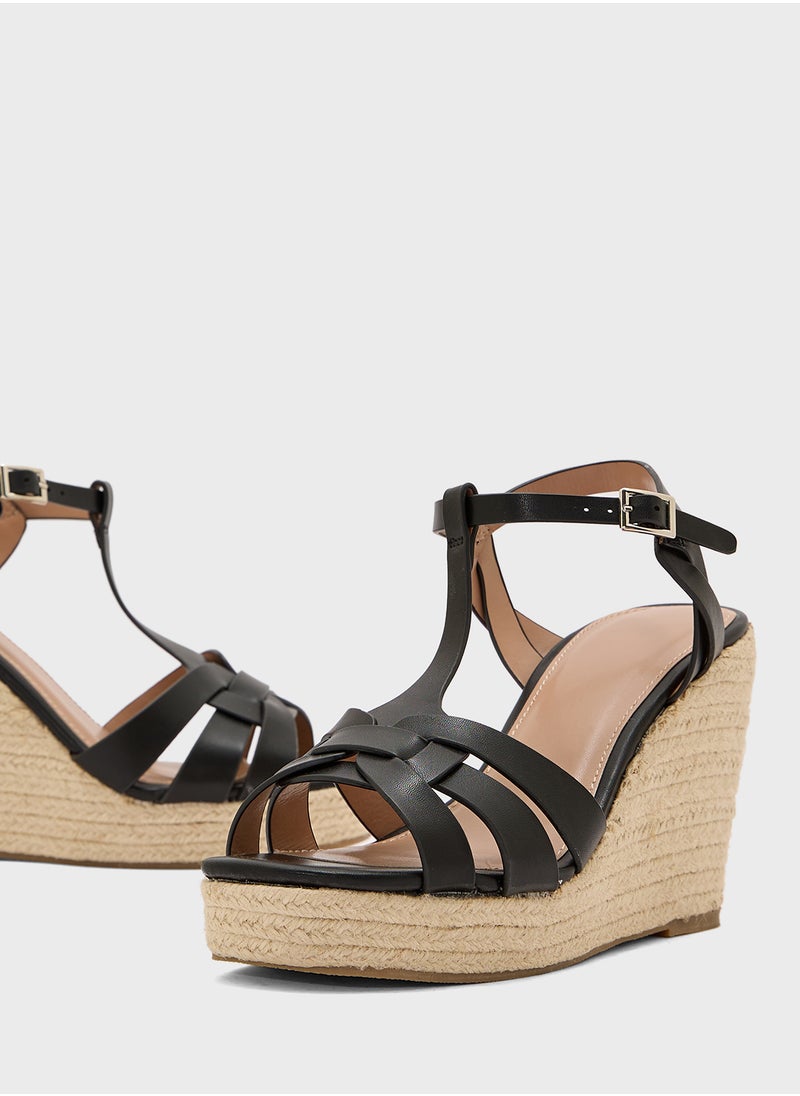 High Heel Ankle Strap Wedge Sandal