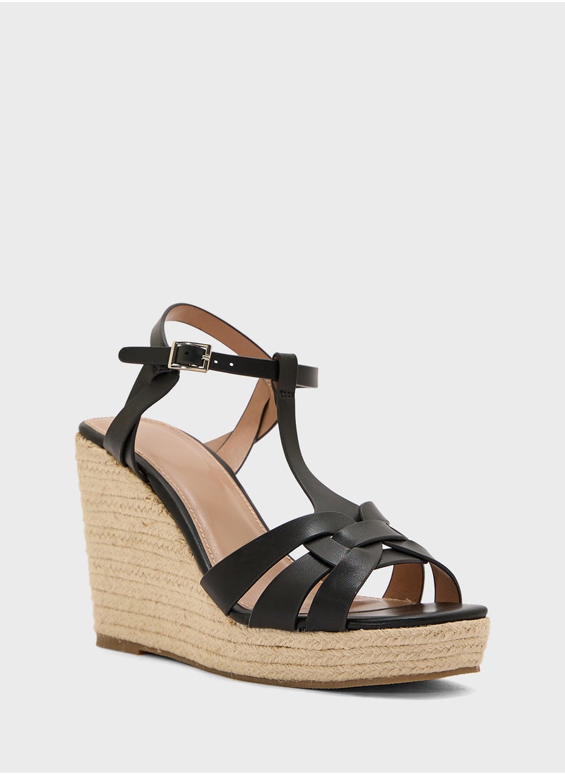 High Heel Ankle Strap Wedge Sandal