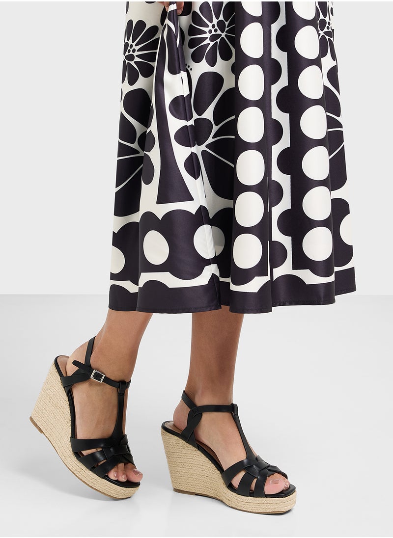 High Heel Ankle Strap Wedge Sandal