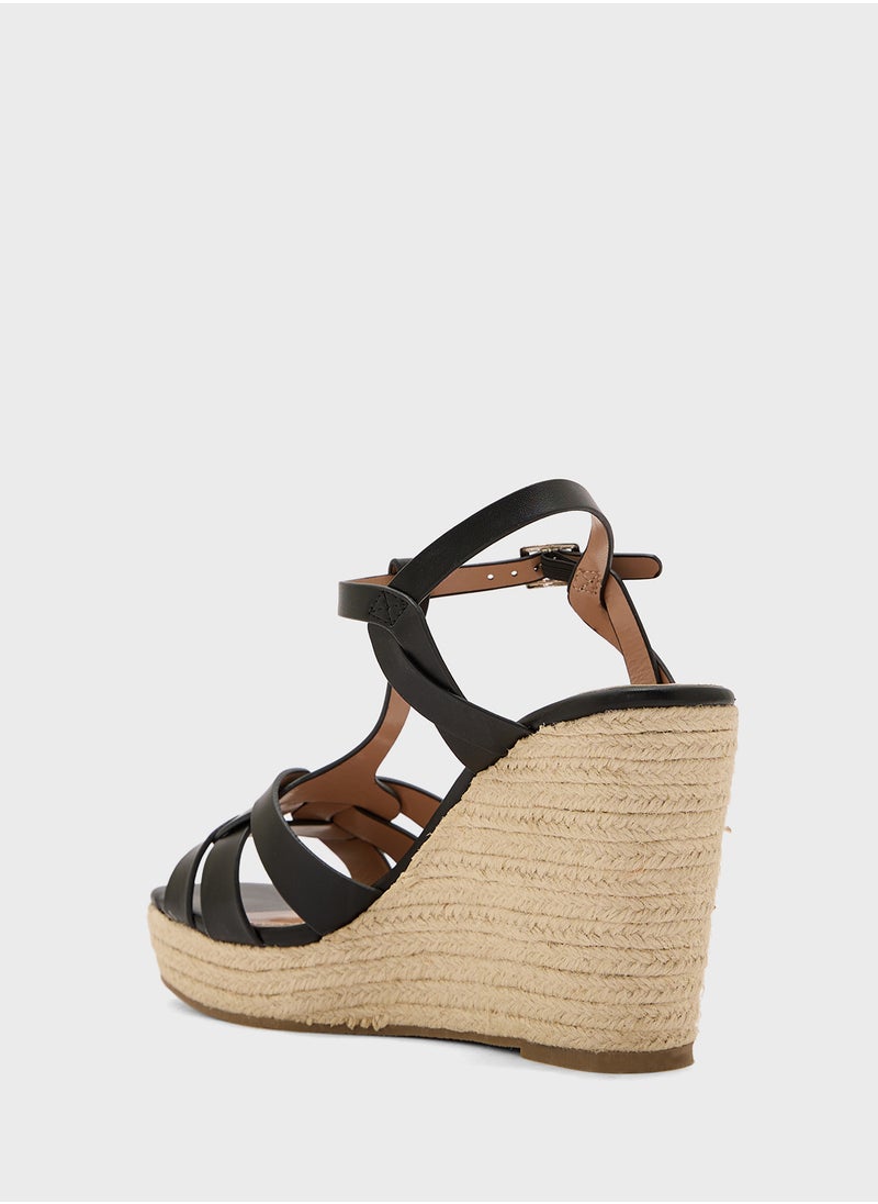 High Heel Ankle Strap Wedge Sandal