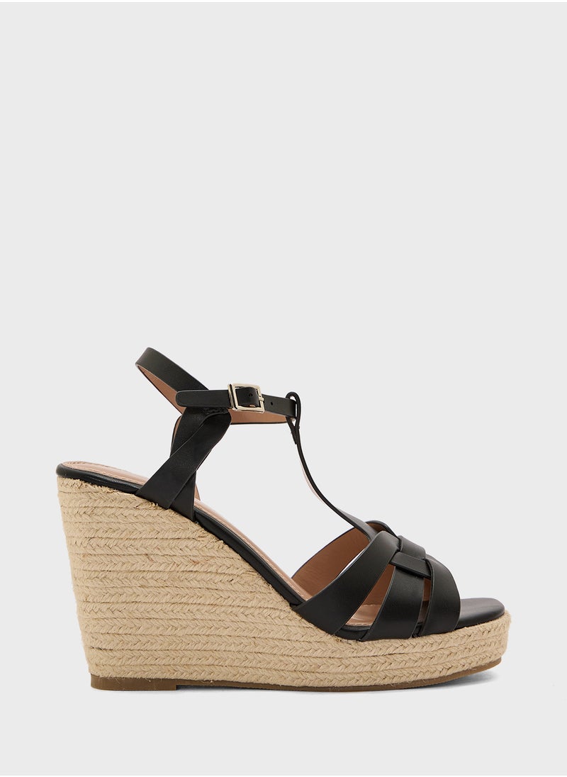 High Heel Ankle Strap Wedge Sandal
