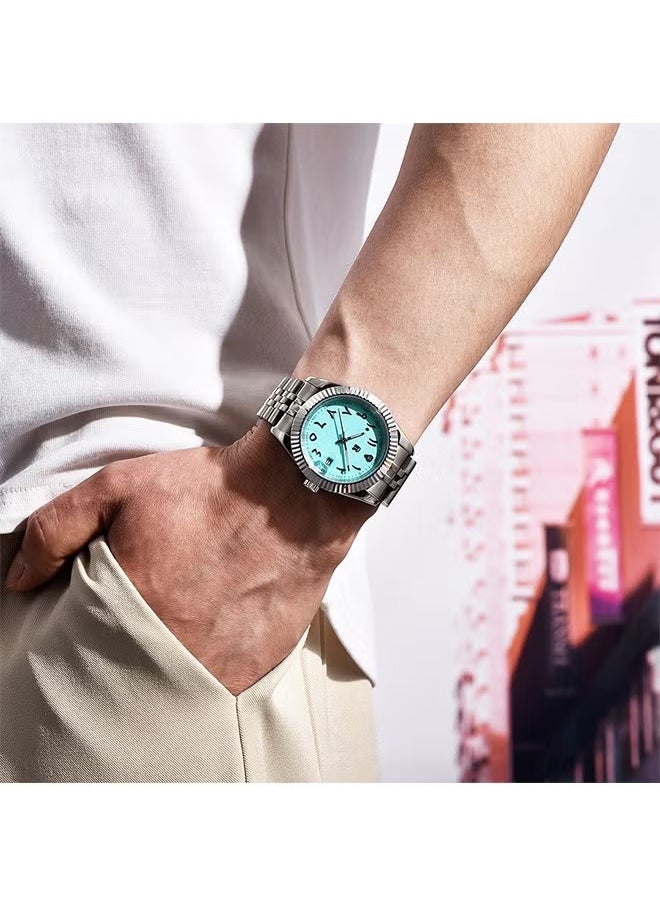 Men's Business Watches, Stainless Steel Mechanical Frame, Date Display, Luminous Hands, Stainless Steel Strap RT-128