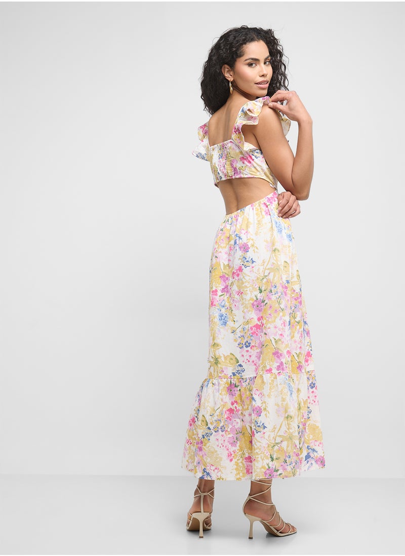 Floral Ruffle Midi Dress