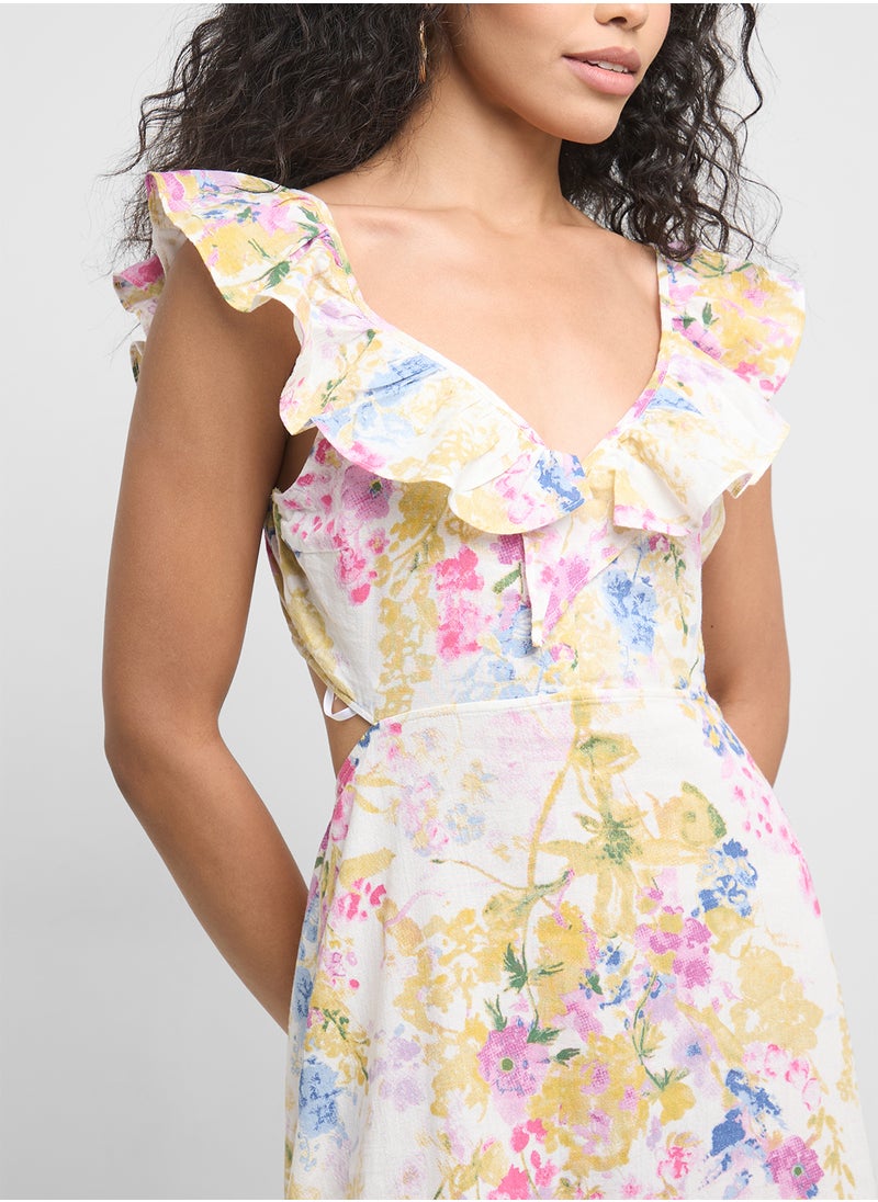 Floral Ruffle Midi Dress