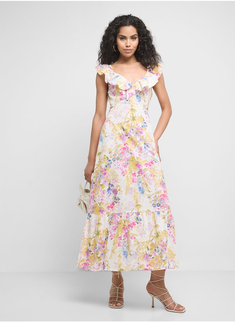 Floral Ruffle Midi Dress