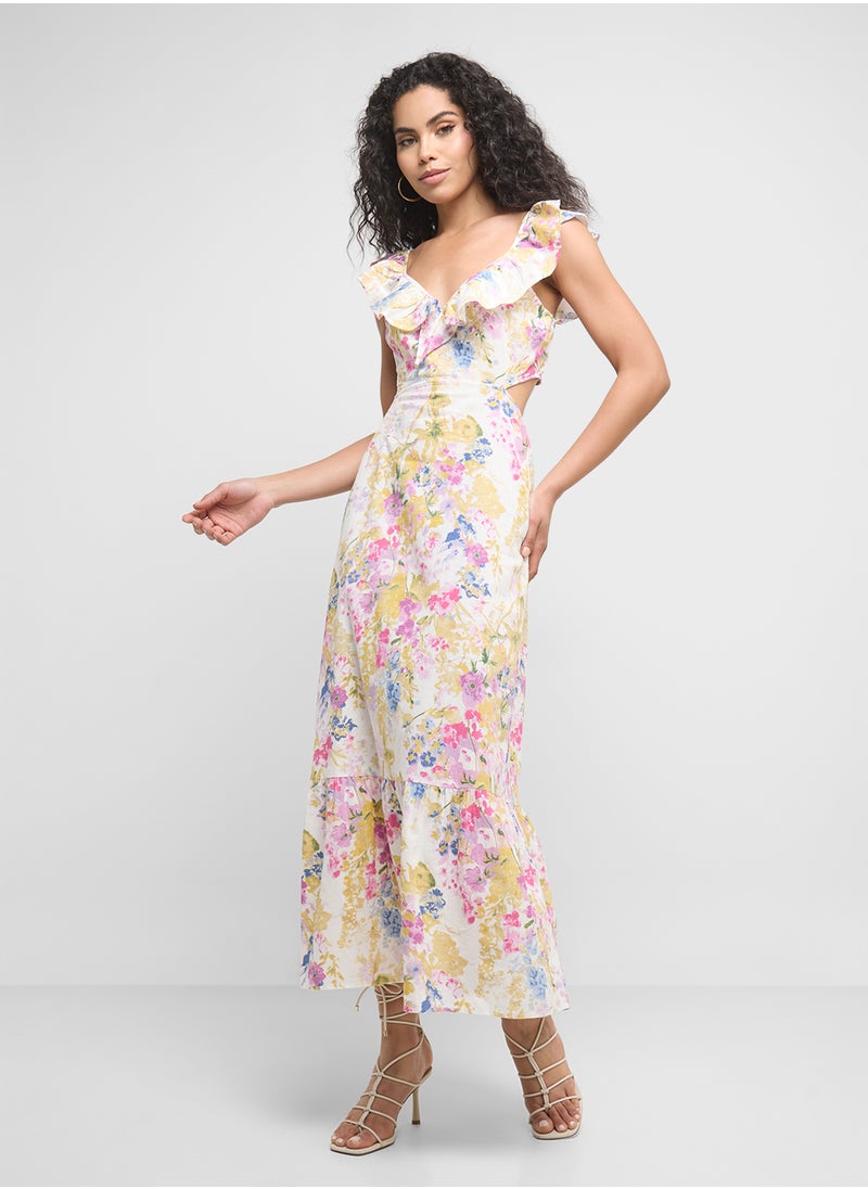 Floral Ruffle Midi Dress