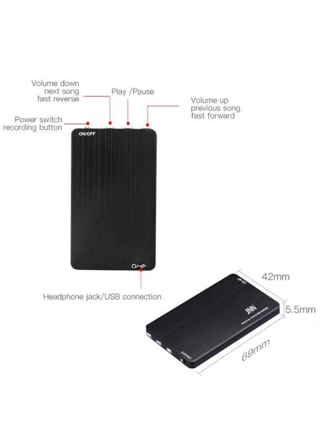 16GB Mini Digital Voice Activated Recorder with USB Charger, Capacity 320 Hours of HD Recording with Playback, 70 Hours Battery Time at Full Charge