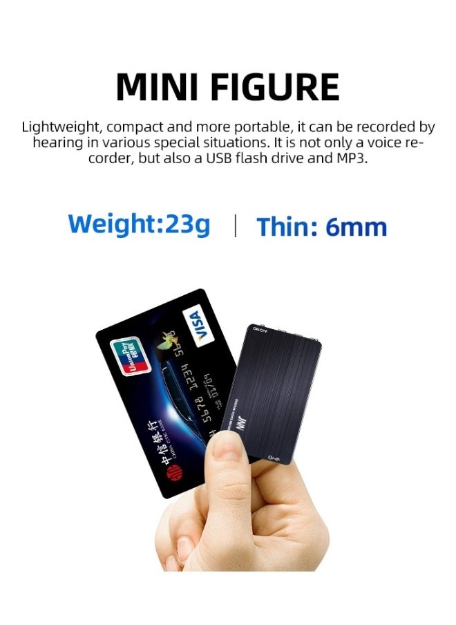 16GB Mini Digital Voice Activated Recorder with USB Charger, Capacity 320 Hours of HD Recording with Playback, 70 Hours Battery Time at Full Charge