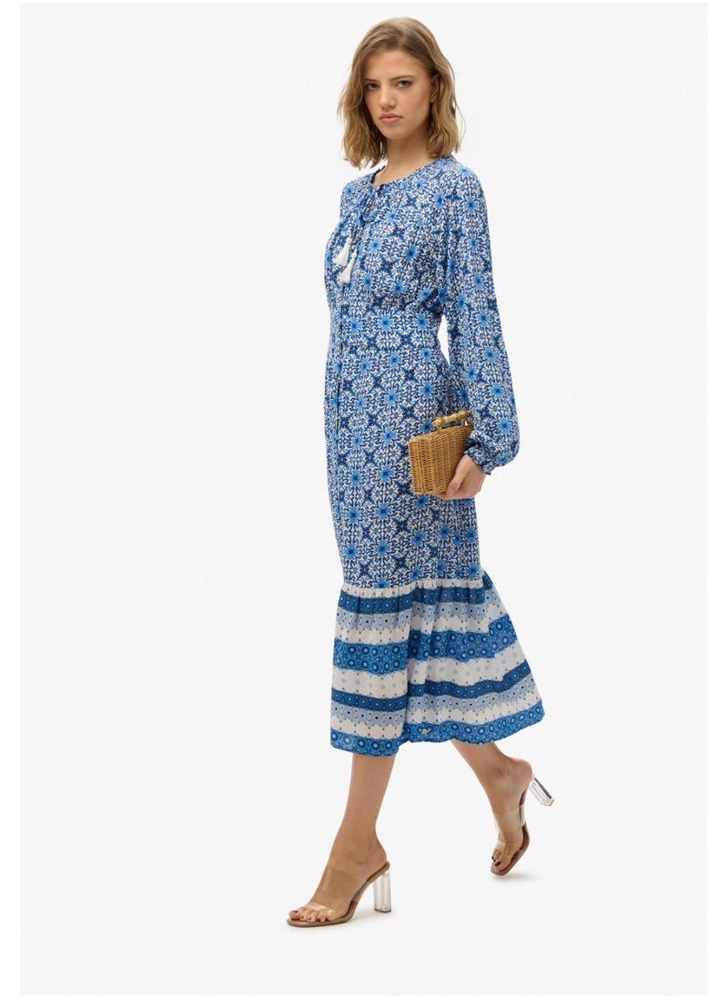 Printed Ls Midi Dress