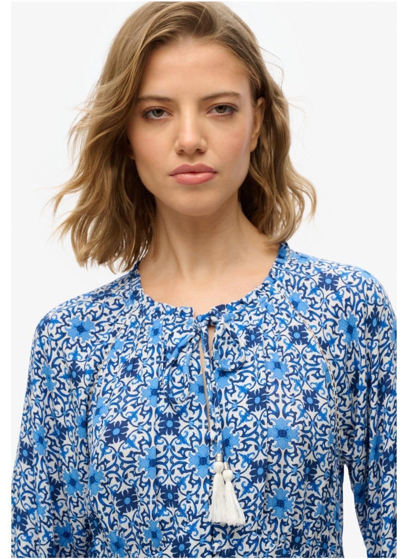 Printed Ls Midi Dress