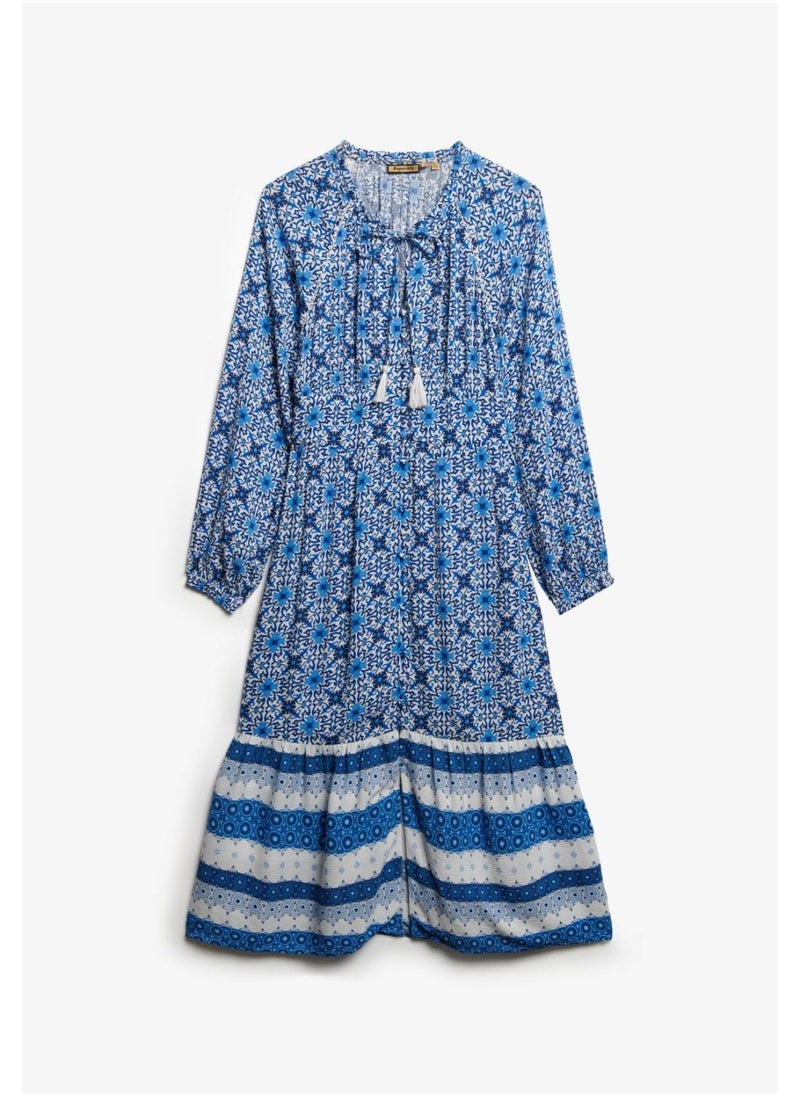 Printed Ls Midi Dress