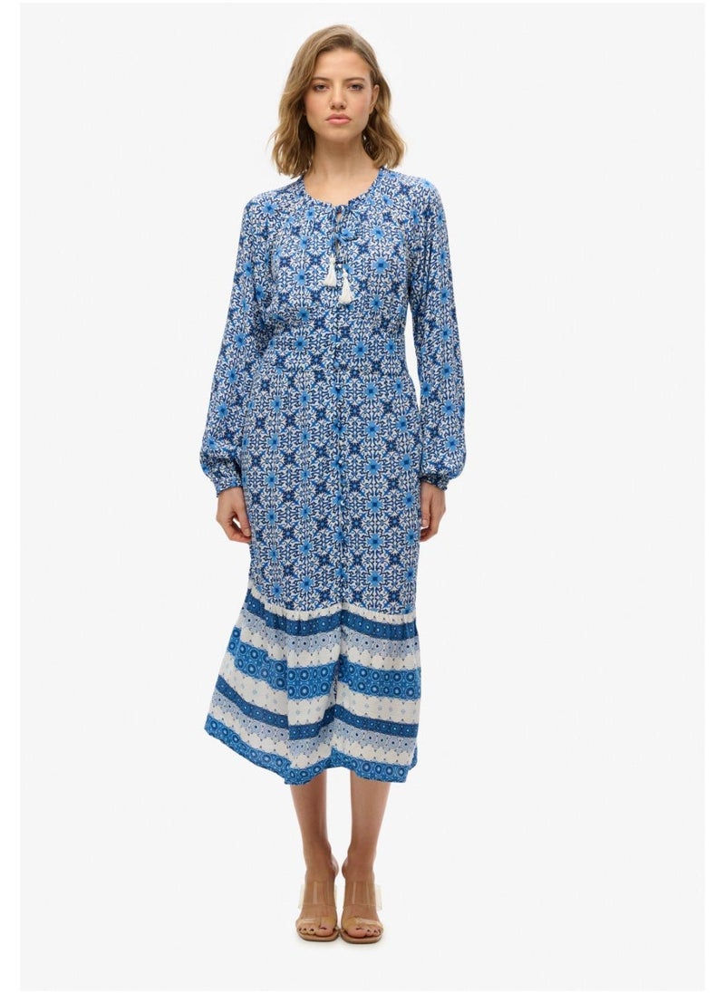 Printed Ls Midi Dress