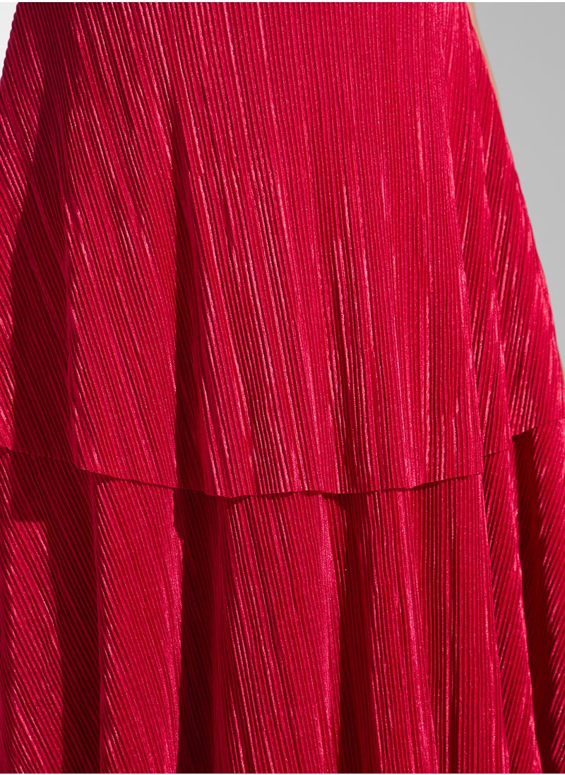 Corset Bodice Diamante Detail Tiered A Line Dress