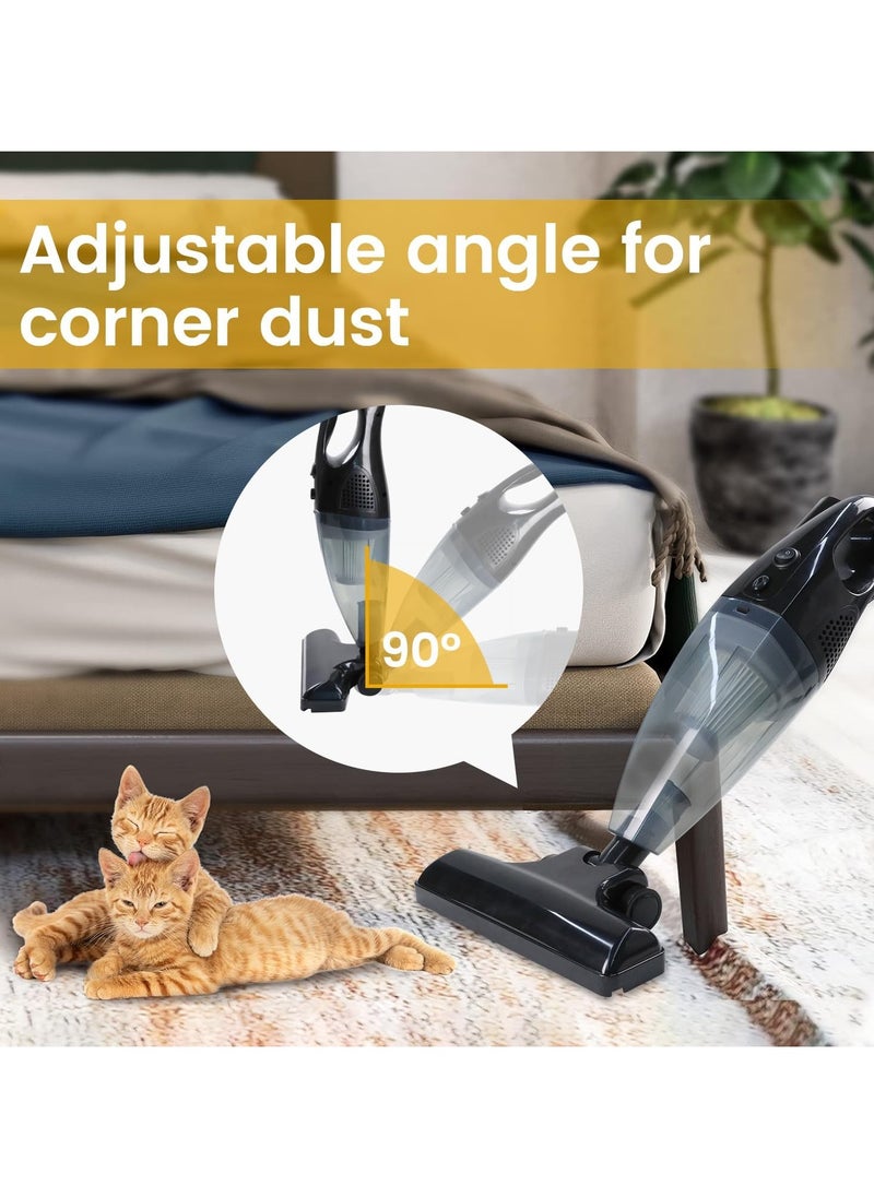 Handheld Vacuum Cleaner 2-in-1 Portable Vacuum Cleaner, 14-16KPa Powerful Suction with Folding Brush Head, 5M Cord, 1.5L Dust Box, Lightweight 1KG for Home, Carpet, Car, Pet Hair