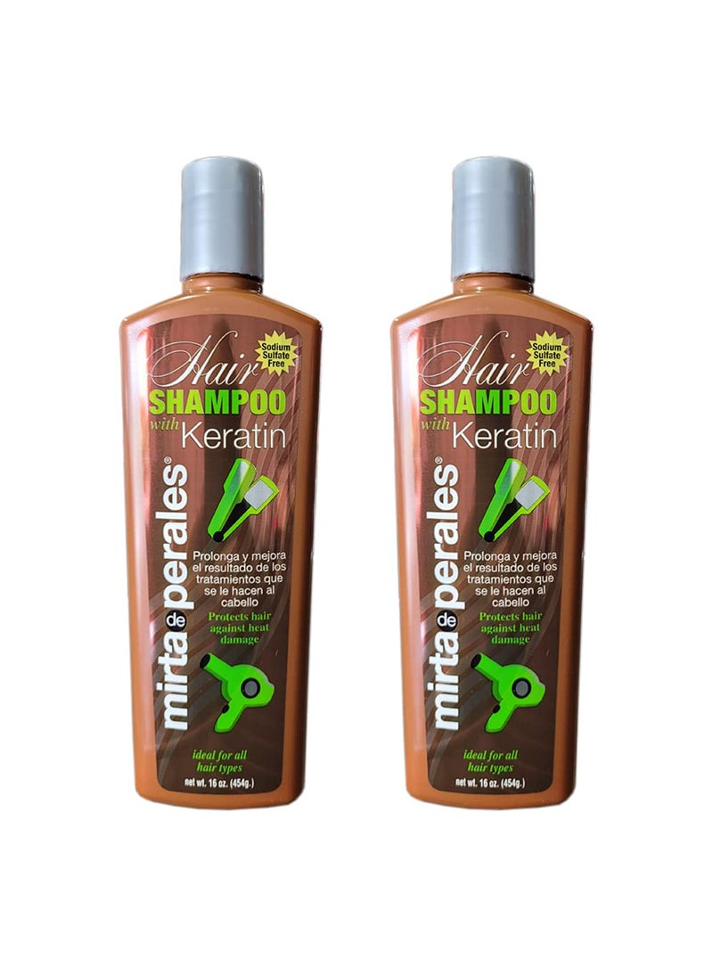 Mirta De Perales Hair Shampoo with Keratin 16 Oz. 2-PACK