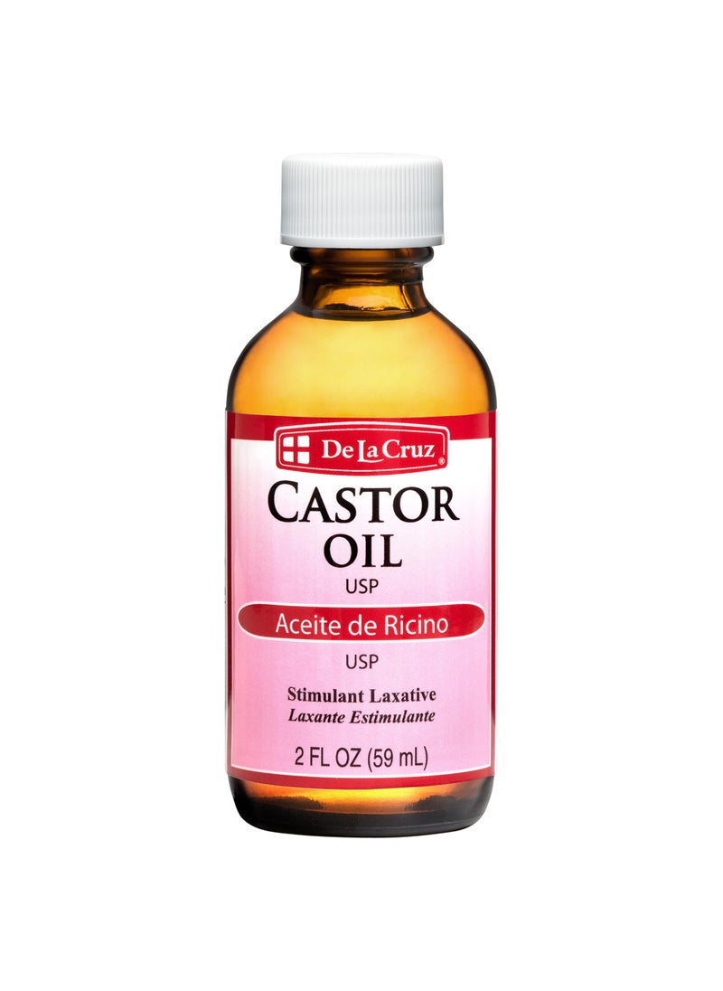 De La Cruz Castor Oil  100 Pure Castor Oil for Hair Skin Eyelashes and Eyebrows  USP Grade 2 FL Oz
