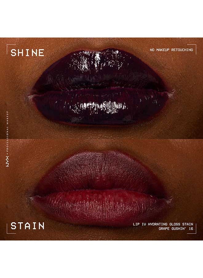 Lip Iv Hydrating Gloss Stain Lip Gloss Up To 12Hr Hydration High Pigment Wet Shine Finish Grape Gushin'