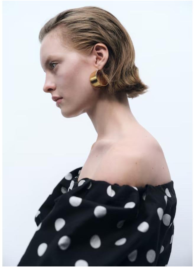 Casual Strapless Polka Dot Dress