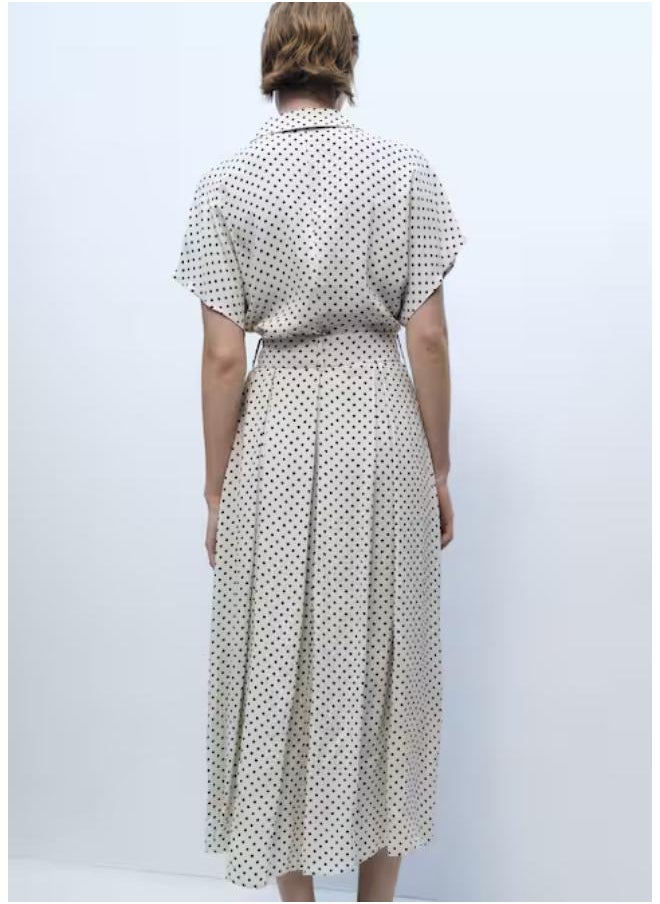 Casual Polka-Dot Dress With Belt