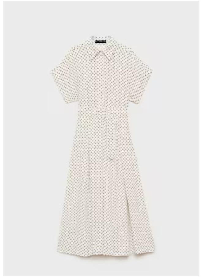Casual Polka-Dot Dress With Belt