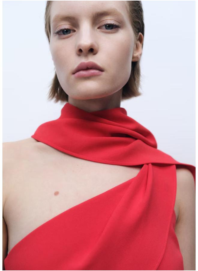 Casual Asymmetrical Bow-Neck Dress