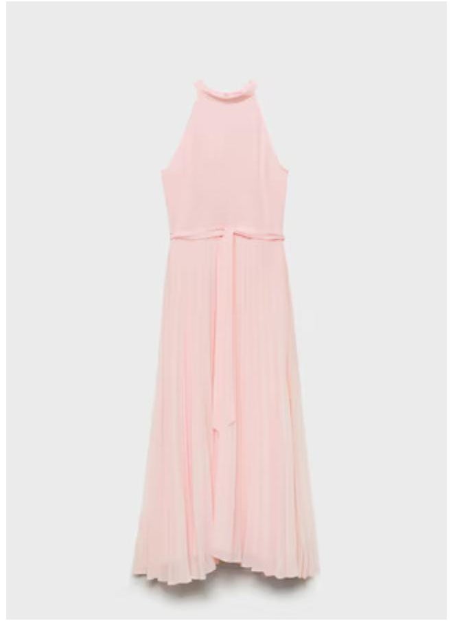 Casual Pleated Halter Neck Dress