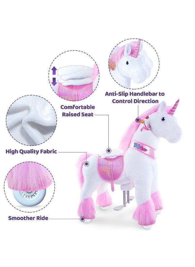 PonyCycle Pink Unicorn Ride-On Toy (M, 4-8 years, Pink)