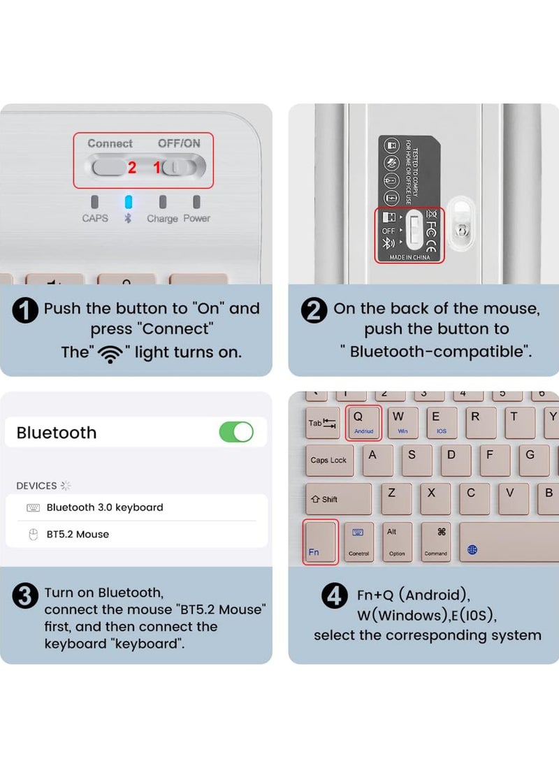 Ultra-slim Bluetooth Arabic English Keyboard and Mouse Combo for iPad Rechargeable Wireless Keyboard & Mouse with 7-Color Backlit Compatible with iPad 9th/8th Gen iPad Pro/Air/Mini iPhone14/13/12 Pro