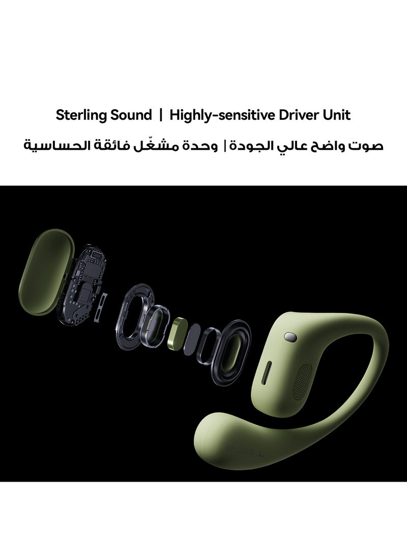 FreeArc Open-Ear Earbuds, Bluetooth Earphones with Sterling Sound, Secure Fit and Comfort, IP57 Water Resistance, 28 Hours Playtime, Sports Earphones, iOS, Android, Windows + Gift Grey
