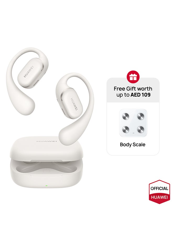 FreeArc Open-Ear Earbuds, Bluetooth Earphones with Sterling Sound, Secure Fit and Comfort, IP57 Water Resistance, 28 Hours Playtime, Sports Earphones, iOS, Android, Windows + Gift Grey