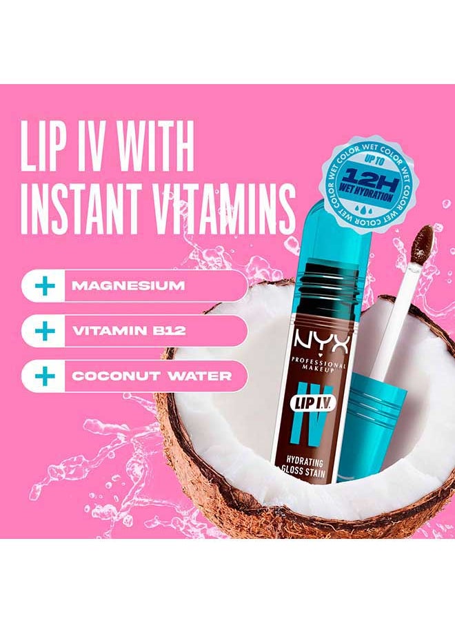 Lip Iv Hydrating Gloss Stain Lip Gloss + Serum Up To 12Hr Hydration High Pigment Wet Shine Finish Espresso Soak