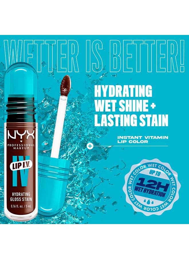 Lip Iv Hydrating Gloss Stain Lip Gloss + Serum Up To 12Hr Hydration High Pigment Wet Shine Finish Espresso Soak