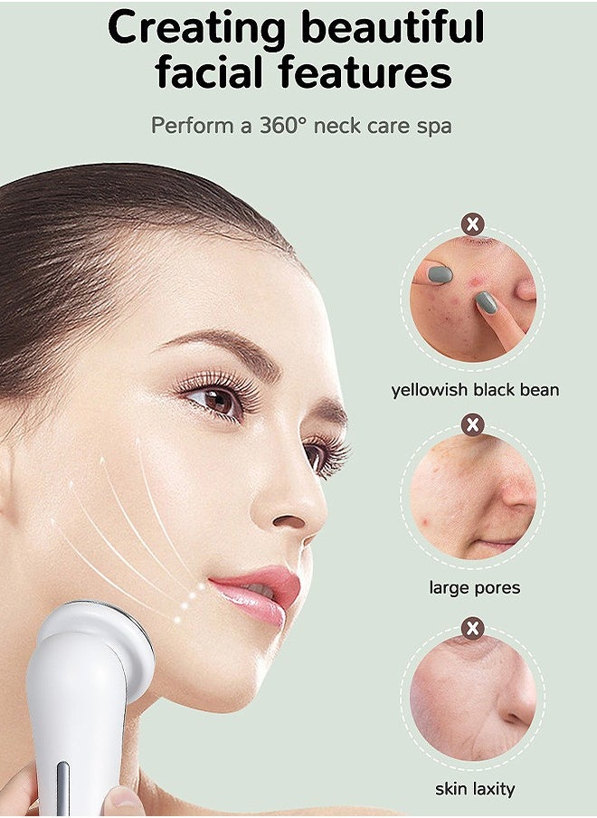 4-in-1 Face and Neck Beauty Massager, 4-Color Light Therapy for Face Lifting with Microcurrent, Skin Care Tool for Youthful and Tightening Skin (White)