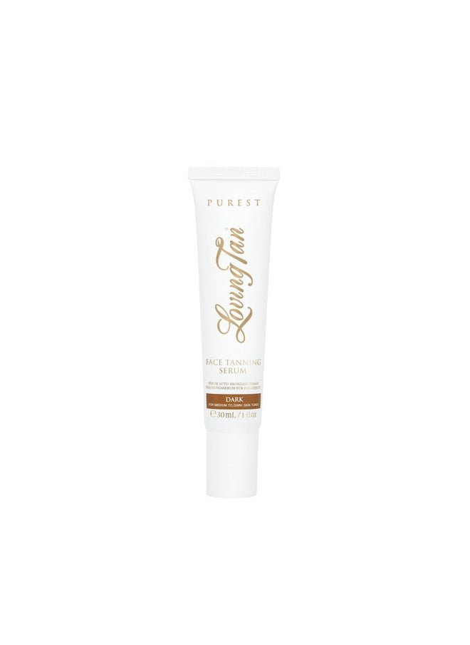 Loving Tan Purest Face Tanning Serum, Dark - Sunless Tanner Made From 97% Certified Organic & Naturally Derived Ingredients, 5+ Self Tanner Applications, Cruelty Free, Vegan - 1 Fl Oz