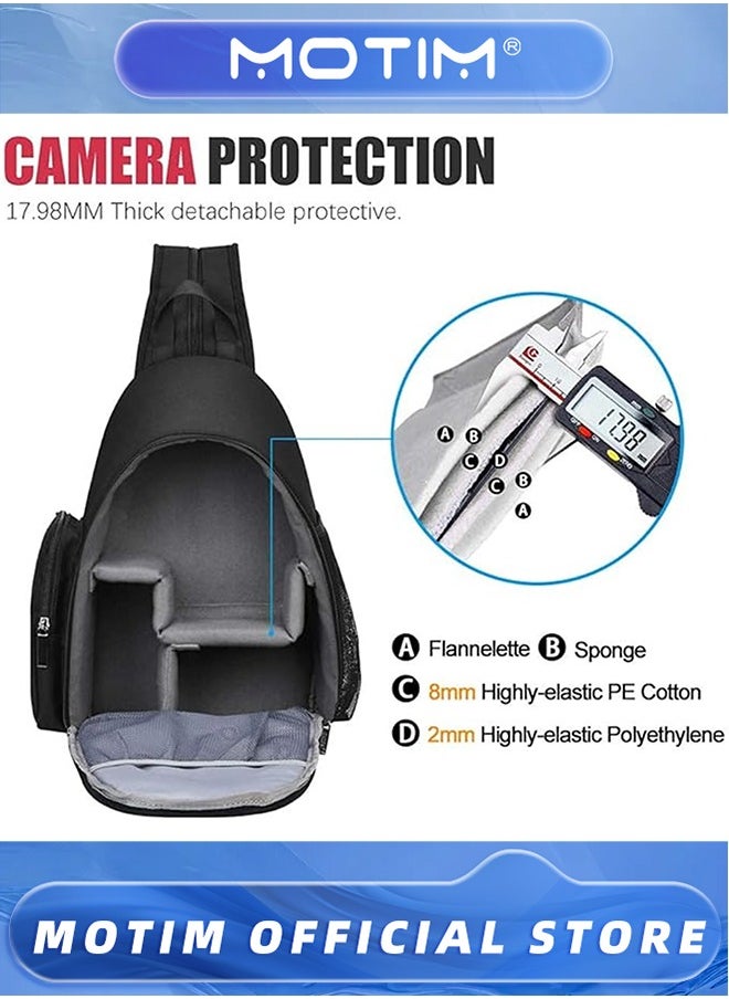 Sling Camera Bag, Outdoor Photography Bag Shockproof Photography Camera Chest Bag,Black