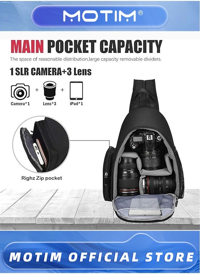 Sling Camera Bag, Outdoor Photography Bag Shockproof Photography Camera Chest Bag,Black
