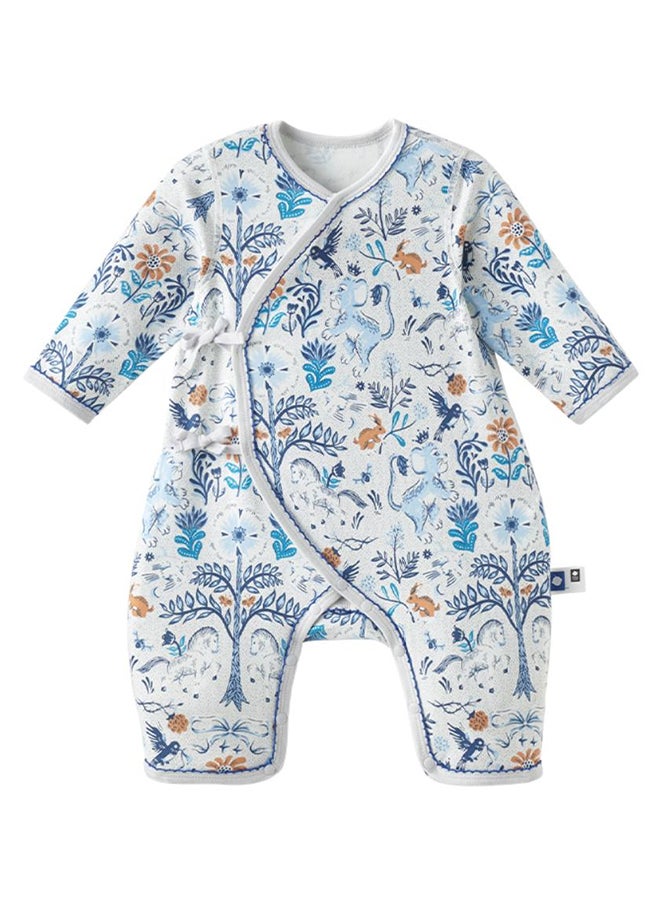 Babycare - Long Sleeves Footed Baby Onesie, Lion Blue, 3–6 Months, Soft Cotton, BPA-Free, Non-Toxic, Snap Closure, Gentle on Skin, Breathable Fabric, Durable, Comfortable Fit, Ideal for Everyday Wear