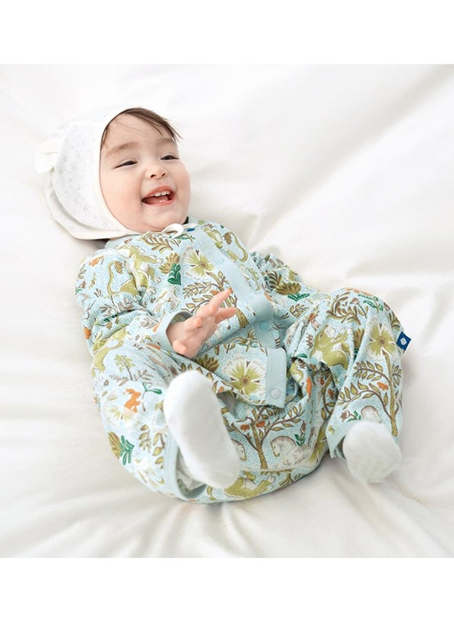 Babycare - Long Sleeves Footed Baby Onesie, Lion Blue, 3–6 Months, Soft Cotton, BPA-Free, Non-Toxic, Snap Closure, Gentle on Skin, Breathable Fabric, Durable, Comfortable Fit, Ideal for Everyday Wear